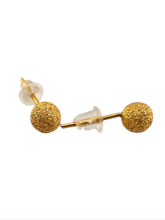 18k Gold Textured Balls Stud Earrings-EZ Jewelry and Decor