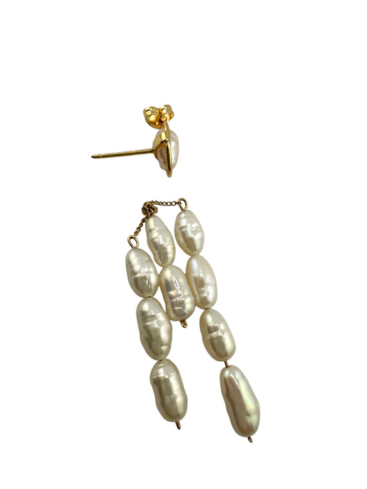 14K Gold & Freshwater Pearl Earrings, Two Style: Stud And Drop Earrings