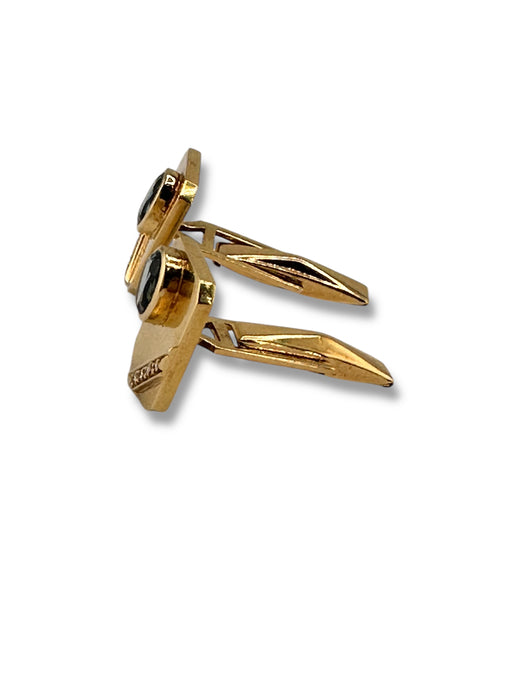 18k Gold , Blue Topaz, and Diamond Cufflinks 8.73 grams. A Gift for a Classy Man