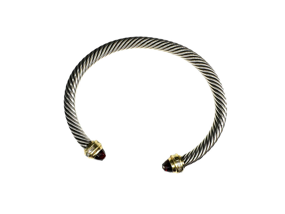 DAVID YURMAN Tourmaline & Diamond Cuff Bracelet in 18K Gold  and Sterling Silver.-EZ Jewelry and Decor