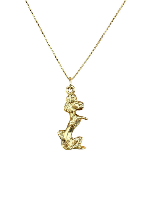 18k Gold Poodle Pendant Necklace 1 inch T, 18" Chain 14k gold,.Standing Poodle , Pendant Necklace-EZ Jewelry and Decor