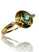 18k Gold and Diamond Gorgeous Unique Ring, with a Blue-Green Zircon Size 7-EZ Jewelry and Decor