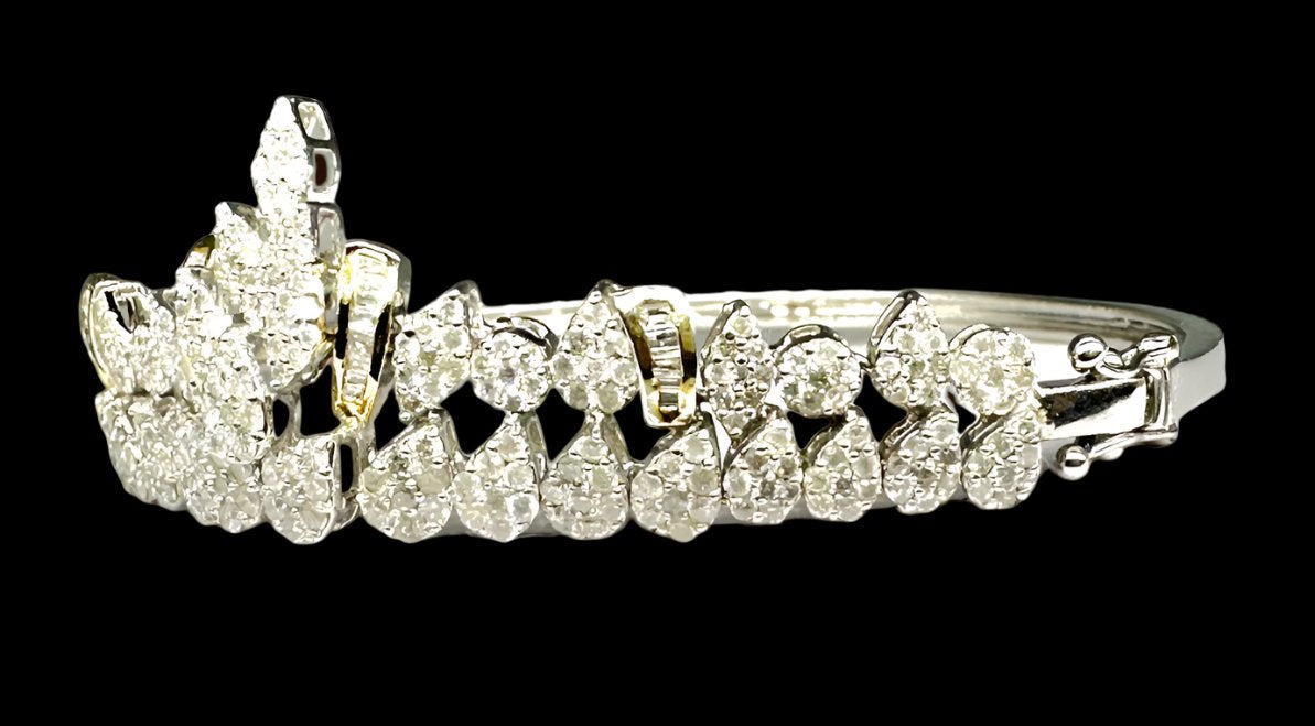 18K White Gold, 4-5ct Natural Diamond Cartier Style Bracelet. 15.2gr-EZ Jewelry and Decor