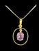 18k Gold and Purple Amethyst Pendant Necklace with 14K Gold Flat Chain Necklace 16”-EZ Jewelry and Decor