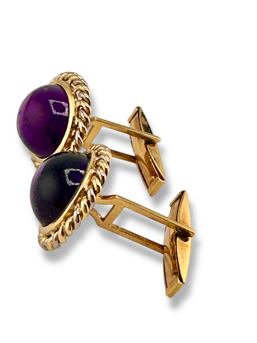 18k Gold and Amethyst Cufflinks 11.58gr, February Birthstone, Gift for Him