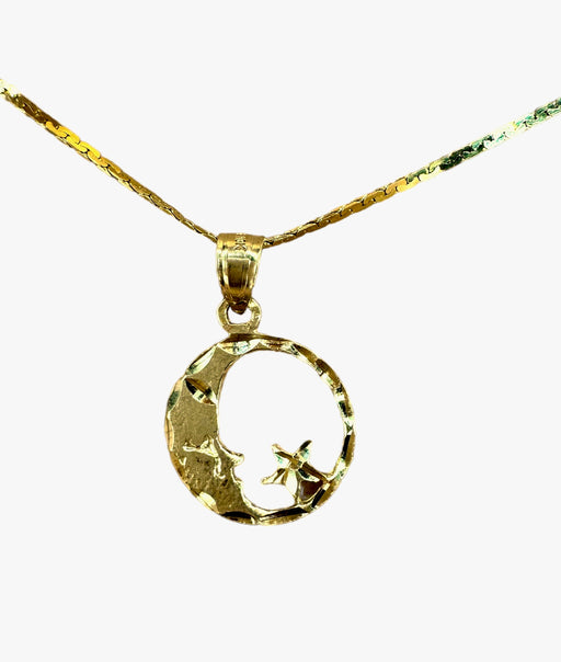 Stunning 10k Gold Moon & Star Necklace-EZ Jewelry and Decor