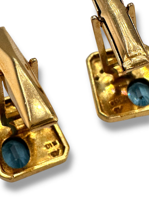 18k Gold , Blue Topaz, and Diamond Cufflinks 8.73 grams. A Gift for a Classy Man