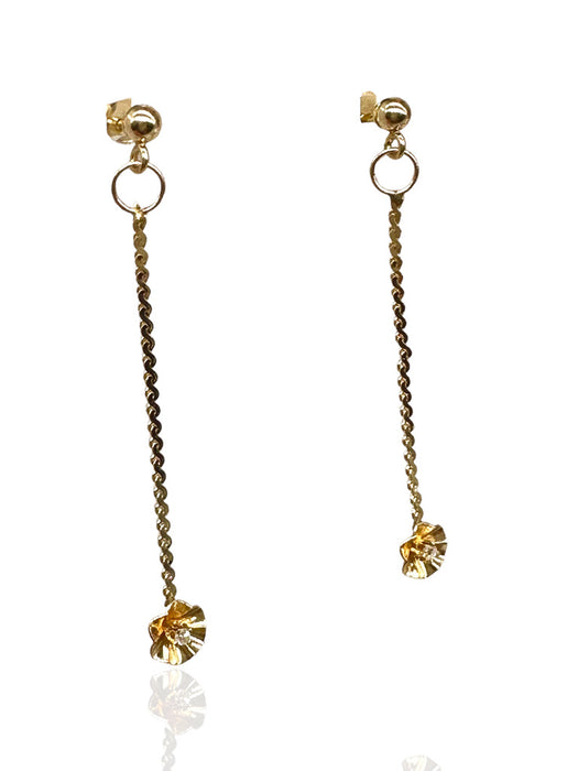 14kt Yellow Gold Drop Studs Earrings with Diamond Accents-EZ Jewelry and Decor