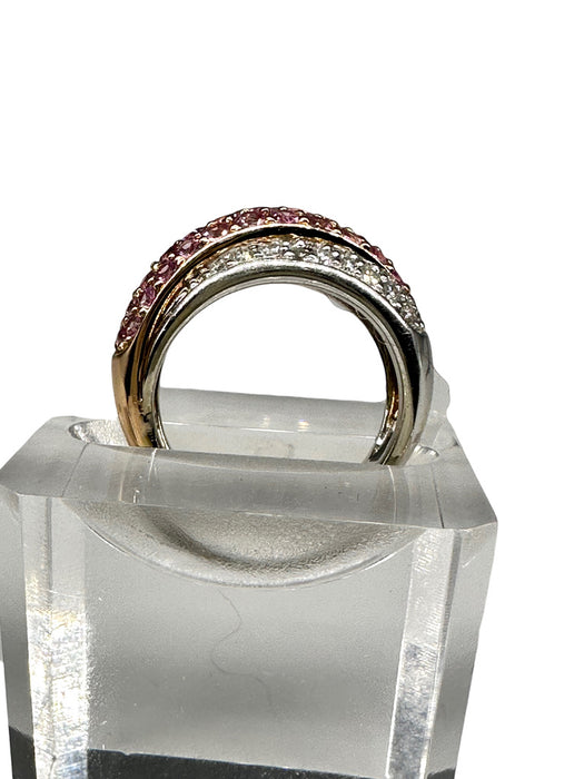 18k Gold, Diamond & Pink Tourmaline Ring - 7.3g TW 18k Diamond and pink tourmaline ring. Size 5.-EZ Jewelry and Decor