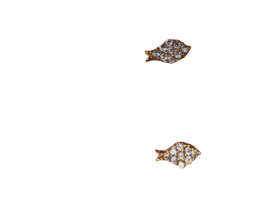 18k Gold, Fish Small Stud Earrings Dainty Earrings, February- March Symbol