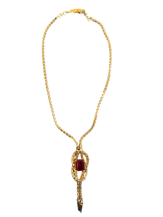 Italian UnoAErre 18K Gold and Ruby Bolero Necklace. 15.5in. 17 grams-EZ Jewelry and Decor