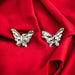 18k White Gold Butterfly Stud Earrings. 0.5"-EZ Jewelry and Decor