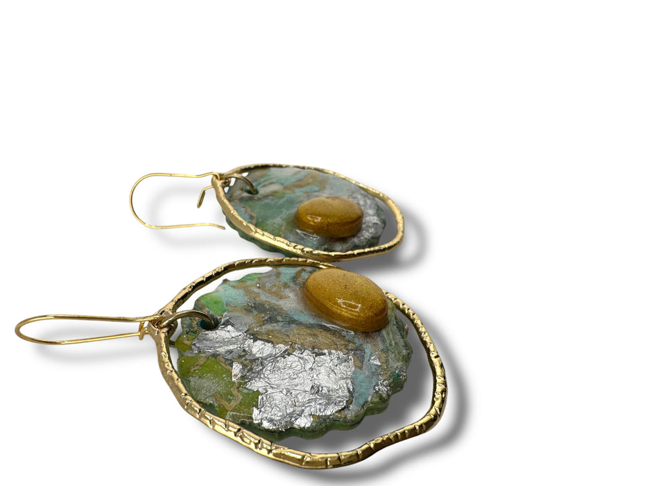 Geometric Modern Dangle Earrings – Handmade Polymer Clay Statement Jewelry, Lightweight Artistic Design 2.5"