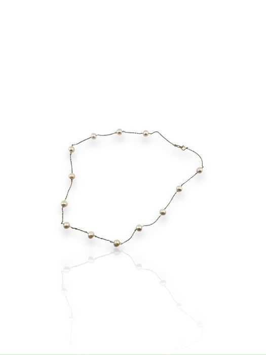 10K Gold  and White FreshwaterCultured Pearls Choker Necklace, 16"