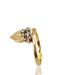 14K Gold Leaf with Three Diamonds each 2mm, Size 6.5.-EZ Jewelry and Decor