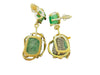 18K Gold Raw Opaque Emerald Earrings, Dangling Green Emerald and Gold Earrings. 1.26" T-EZ Jewelry and Decor