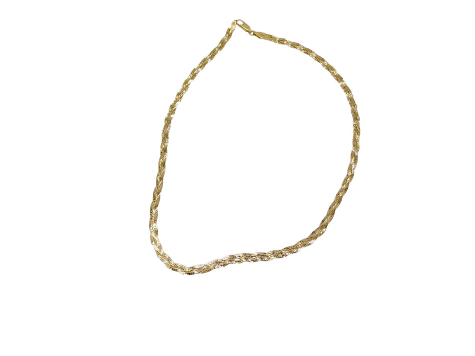 18K Gold Braided Necklace, 4.5 mm wide 16.5 in long-EZ Jewelry and Decor