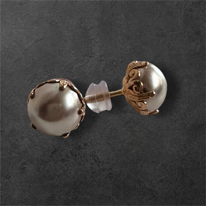 14kt Yellow Gold Pearl Studs Earrings-EZ Jewelry and Decor