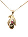 Necklace 18k Gold & Ruby Pendant Necklace with a Smoky Quartz Gemstone in Center, 1in, with 14k Chain. 15"-EZ Jewelry and Decor