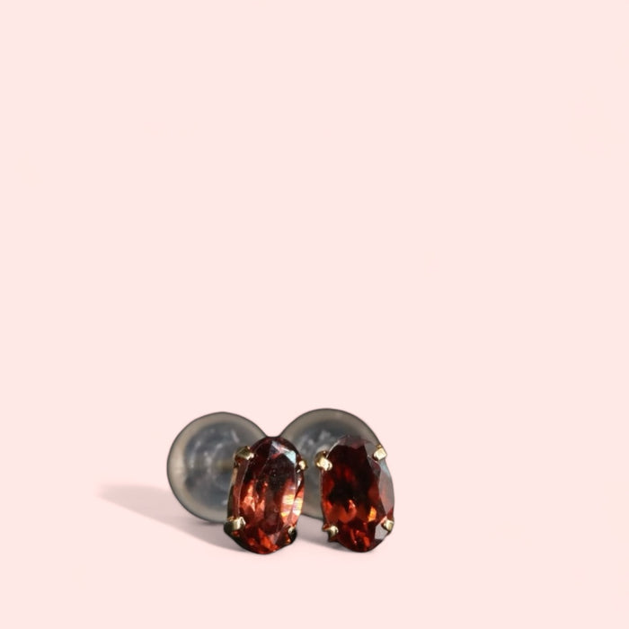 18K Gold Natural Mocha Zircon Stud Earrings, Small Gold Stud Earrings with Zircon Gem-EZ Jewelry and Decor