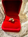 18k Gold & Ruby Ring with a Smoky Quartz Gemstone in Center, Size 4.7.-EZ Jewelry and Decor