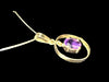 18k Gold and Purple Amethyst Pendant Necklace with 14K Gold Flat Chain Necklace 16”-EZ Jewelry and Decor