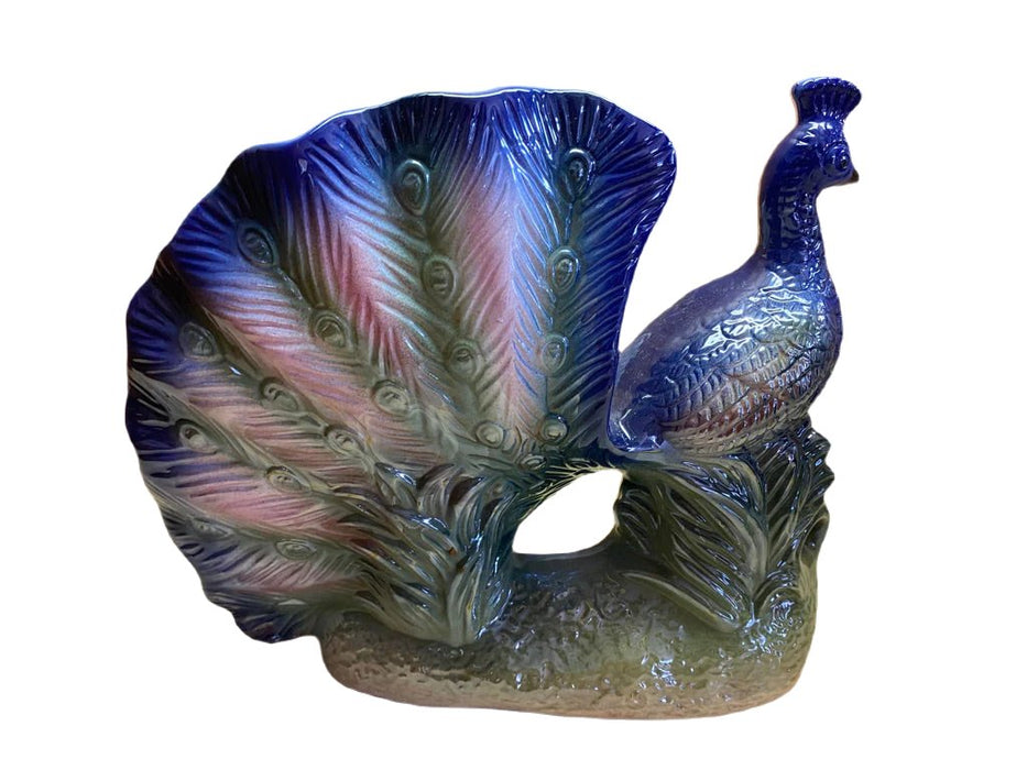Small blue porcelain peacock sculpture with detailed feathers and traditional design. - Porcelain Peacock Sculpture, Decoration - Decoration Color_Blue, Decoration Price_under 100, Decoration Size_Small, Decoration Style_Traditional, Decoration_ Porcelain / ceramic - Default Title - EZ Art, Decor & Jewelry