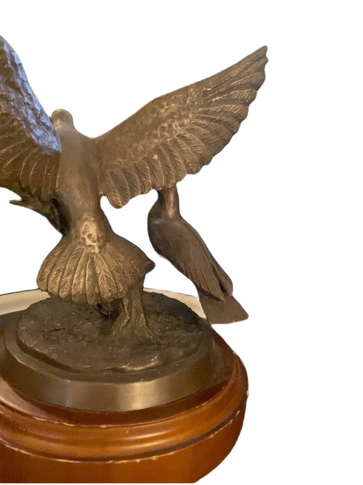 Bronze sculpture of two doves with outstretched wings on wooden base. - Vintage Bronze Sculpture "Under His Wings," Scott Stearman, Life Outreach International, Doves - Decoration Color_Brown, Decoration Price_under 100, Decoration Size_Medium, Decoration Style_Modern, Decoration Style_Traditional, Decoration_Bronze - Default Title - EZ Art, Decor & Jewelry