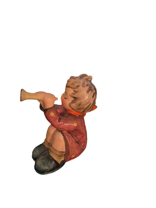 Porcelain vintage Hummel figurine of a girl in red cloak playing a trumpet, small size. - Vintage Goebel Hummel Figurines #391- Girl With Trumpet, TMK-4 - Decoration Color_Multi colors, Decoration Price_ 100 to 250, Decoration Size_Small, Decoration_ Porcelain / ceramic, Decoration_Figurine, Decoration_Hummel Figurin - Default Title - EZ Art, Decor & Jewelry
