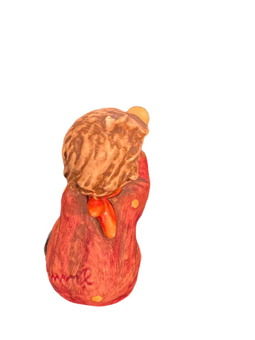 Small vintage Goebel Hummel porcelain figurine of girl with trumpet in red dress and blonde hair. - Vintage Goebel Hummel Figurines #391- Girl With Trumpet, TMK-4 - Decoration Color_Multi colors, Decoration Price_ 100 to 250, Decoration Size_Small, Decoration_ Porcelain / ceramic, Decoration_Figurine, Decoration_Hummel Figurin - Default Title - EZ Art, Decor & Jewelry