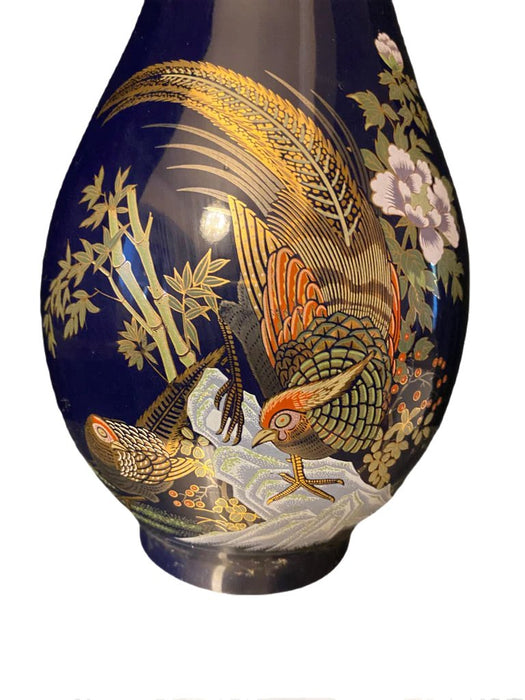 Vintage Japanese Porcelain Vase Hand Painted, 12” T. - EZ Art, Decor & Jewelry
