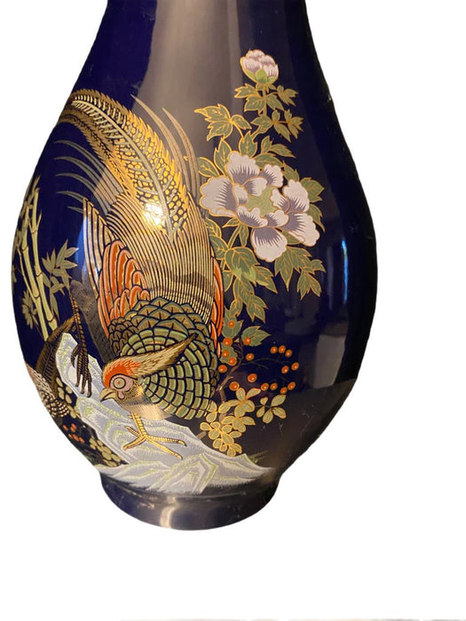 Vintage Japanese Porcelain Vase Hand Painted, 12” T. - EZ Art, Decor & Jewelry