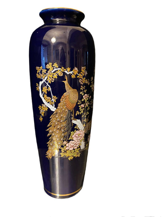 vintage Japanese Porcelain Vase Hand Painted, 10” T