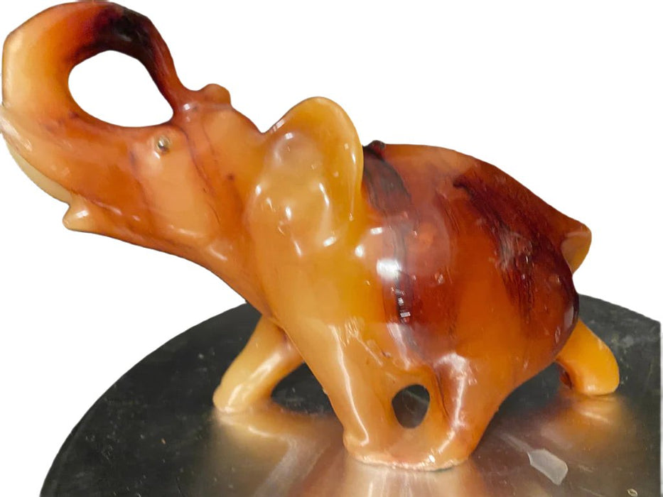 Vintage Brown Elephant Figurine, Resin , 7” x 9”
