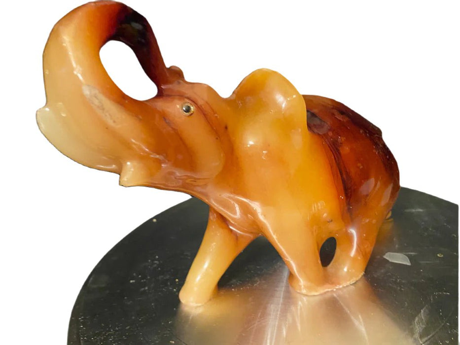 Vintage Brown Elephant Figurine, Resin , 7” x 9”