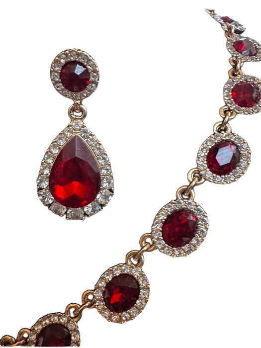 Majestic collar Red and Gold necklace and Earring Set by Charter Club, Gift Boxed Jewelry