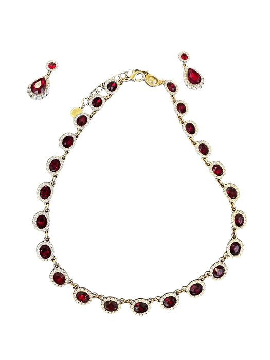 Majestic collar Red and Gold necklace and Earring Set by Charter Club, Gift Boxed Jewelry
