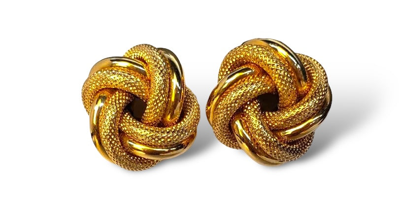 14K Gold Large Knot Stud Earrings