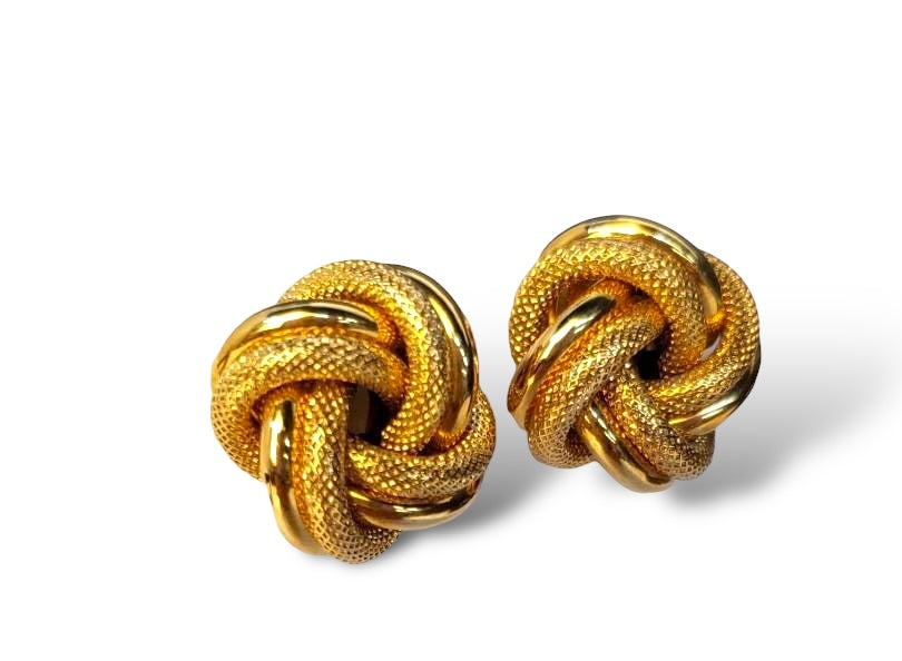 14K Gold Large Knot Stud Earrings