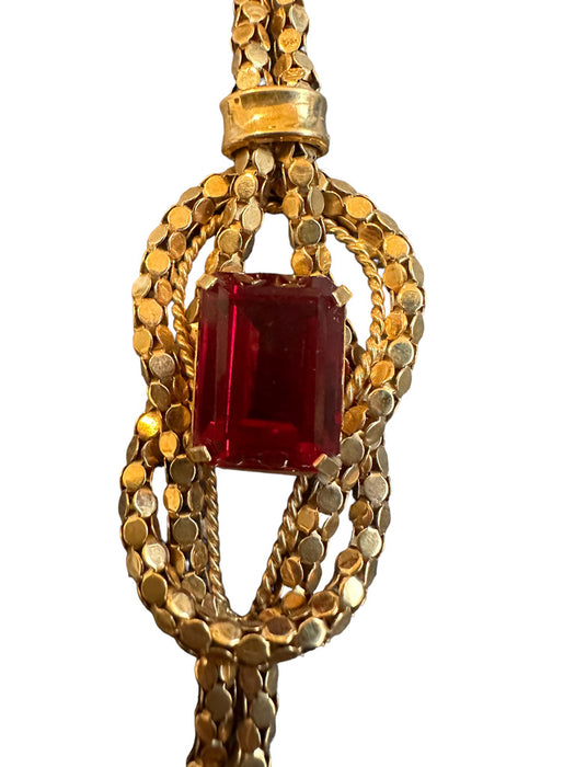 Italian UnoAErre 18K Gold and Ruby Bolero Necklace. 15.5in. 17 grams-EZ Jewelry and Decor