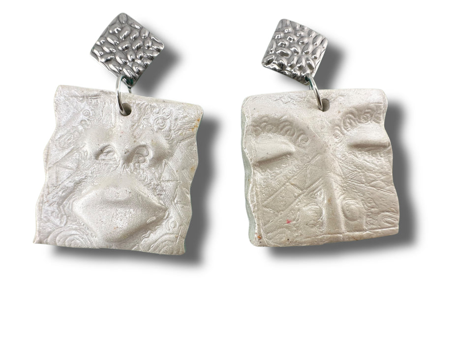 Handmade Modern Polymer Clay Earrings, Abstract Face Design Different Colors, Minimalist, Eyes, Lip Earrings.2.5”