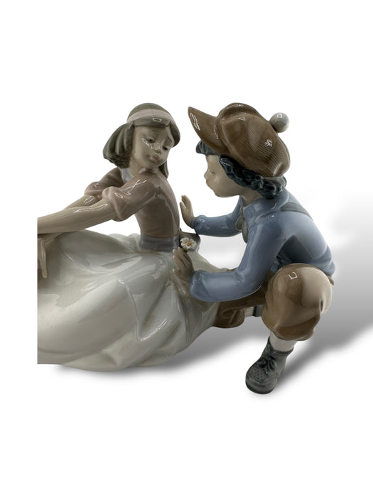 Retired Lladro No 5454 -For Me? A Boy Giving A Girl A Flower, No Box , Couple Figurine