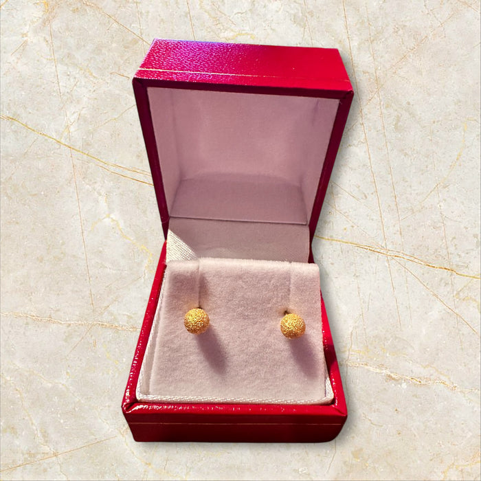 18k Gold Textured Balls Stud Earrings-EZ Jewelry and Decor