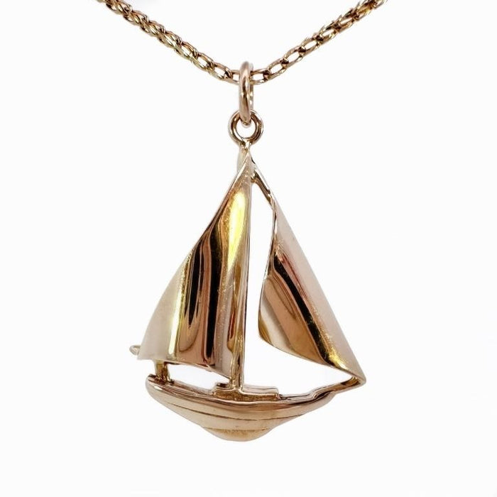 Sailboat Pendant 14k Yellow Gold Pendant, 1in