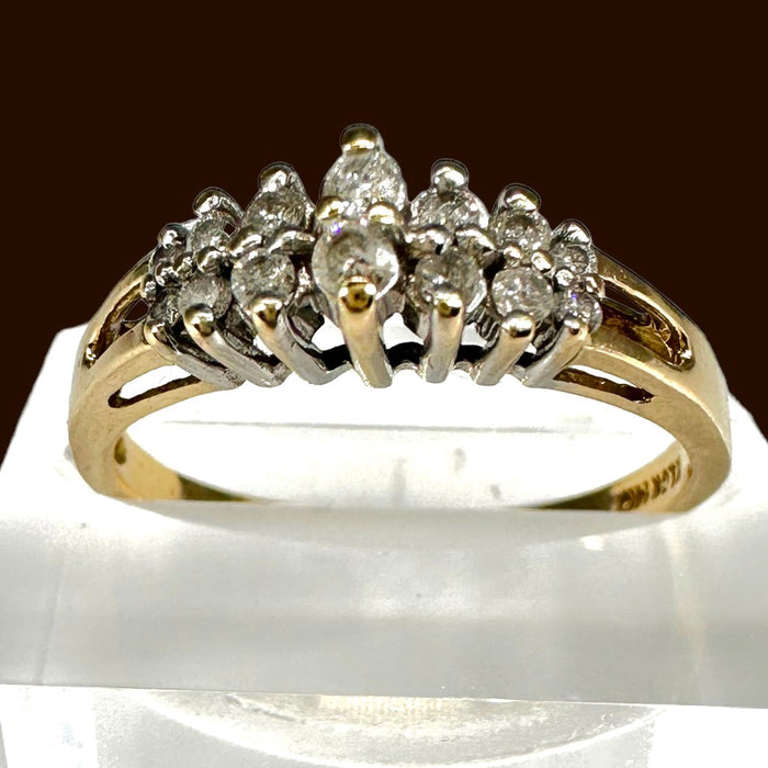 Antique Diamond Ring . 14 pieces of Diamonds. Engagement / Wedding / Formal Ring Size 8.5-EZ Jewelry and Decor