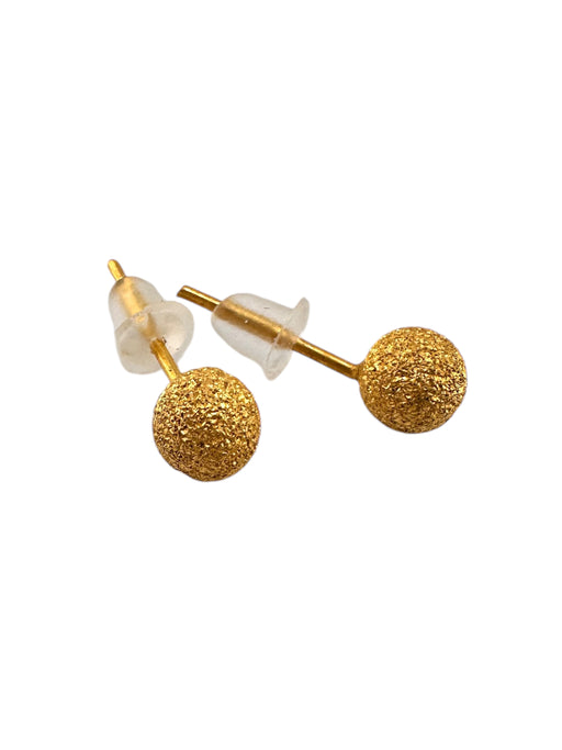 18k Gold Textured Balls Stud Earrings-EZ Jewelry and Decor