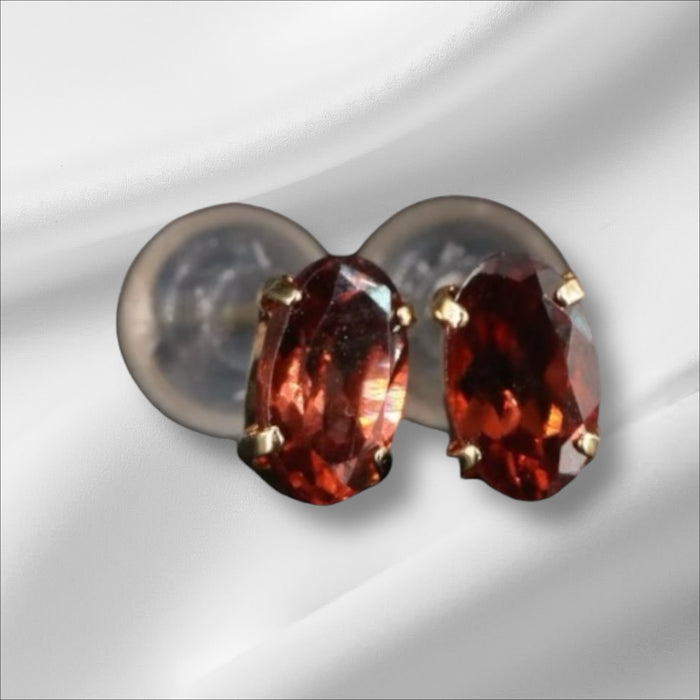 18K Gold Natural Mocha Zircon Stud Earrings, Small Gold Stud Earrings with Zircon Gem-EZ Jewelry and Decor