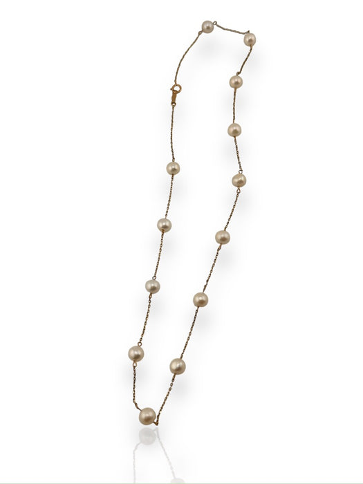 10K Gold  and White FreshwaterCultured Pearls Choker Necklace, 16"