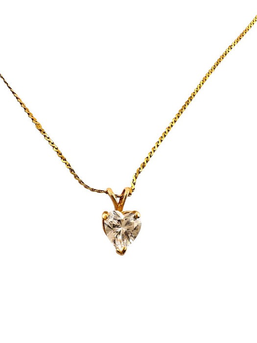 18k Gold Pendant Necklace with Heart shaped Pendant 18"-EZ Jewelry and Decor