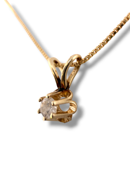 14K Gold Diamond Solitaire Necklace, 18” , Gift for Her, April Birthstone, Love, Anniversary Gift